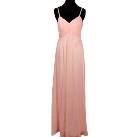 Pink Blush Baby Pink Chiffon Maxi Maternity Dress S Cottagecore Coquette Mesh - Picture 1 of 9